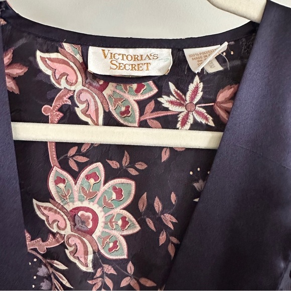 Victoria's Secret Deep Purple Floral Brocade Kimono Robe Belt Vintage Gold Label - Picture 14 of 14